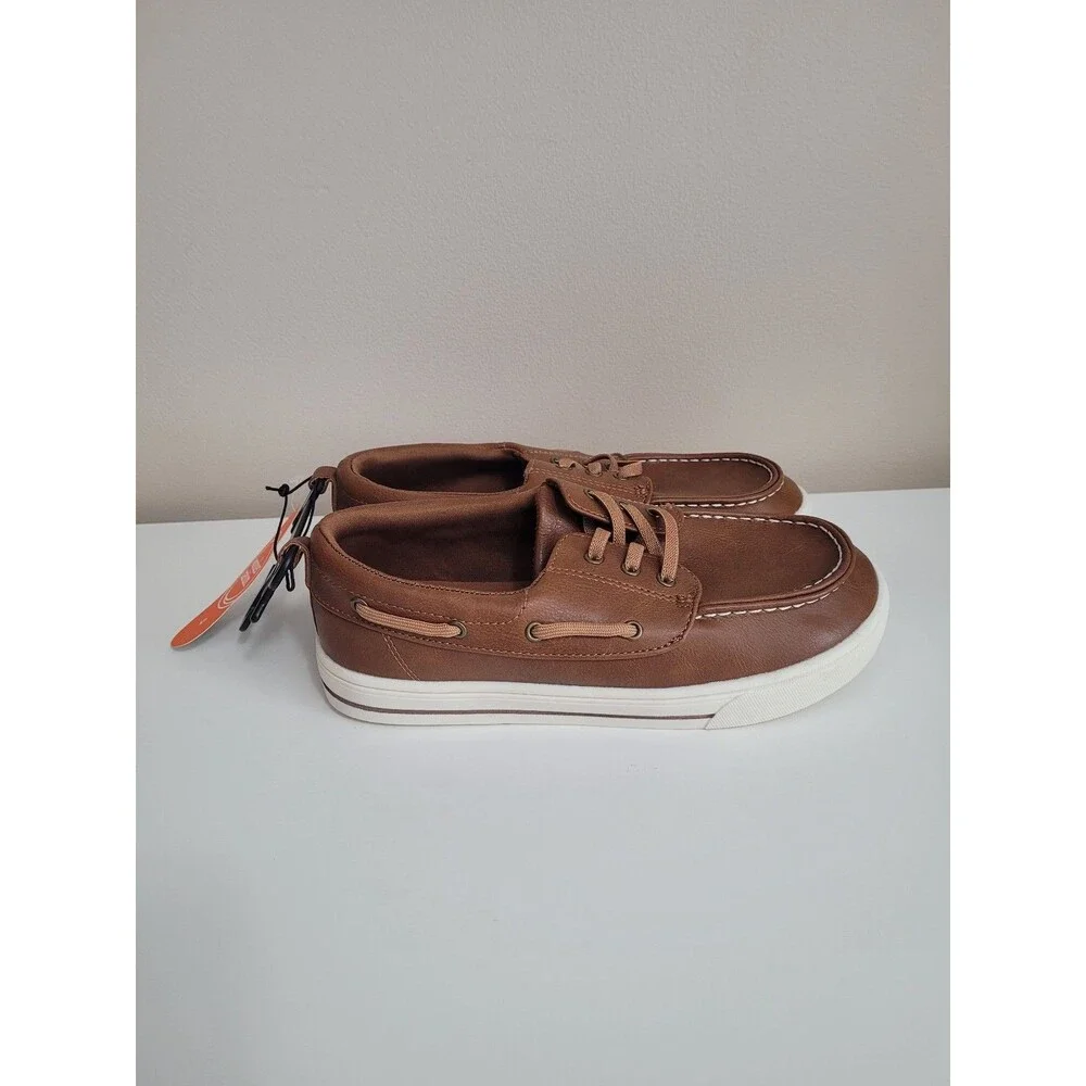 NEW Wonder Nation Casual Slip On Boat Shoe Brown Boys Size 4